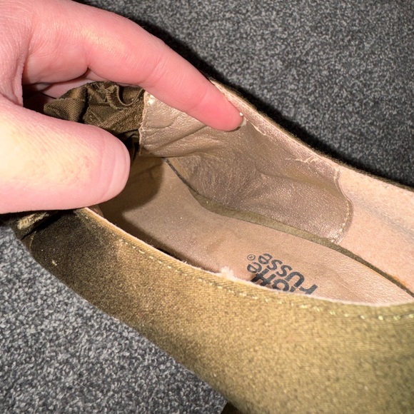 Charlotte Russe Olive Ruffle Cutout Wooden Heels - Picture 10 of 10